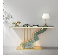 XDOPIRRS Table Console Rectangulaire de Style Moderne, Console d'Entrée et Décor Mural avec Pieds Métalliques Géométriques, Plateau en Marbre, pour Couloir, Entrée, Salon et Chambre(I,150cm/59in)