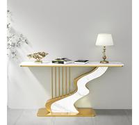 XDOPIRRS Table Console Rectangulaire de Style Moderne, Console d'Entrée et Décor Mural avec Pieds Métalliques Géométriques, Plateau en Marbre, pour Couloir, Entrée, Salon et Chambre(E,100cm/39.4in)