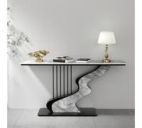 XDOPIRRS Table Console Rectangulaire de Style Moderne, Console d'Entrée et Décor Mural avec Pieds Métalliques Géométriques, Plateau en Marbre, pour Couloir, Entrée, Salon et Chambre(H,80cm/31.5in)