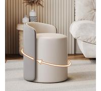 XDOPIRRS Tabouret de Coiffure Confortable avec Dossier, Pouf Bas Rond en Cuir, Chaise de Maquillage pivotante en Cuir, Tabouret de Coiffure rembourré en PU, Repose-Pieds(Dark Gray+Light Gray)