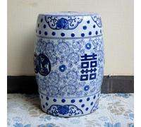 XDOPIRRS Tabouret de Jardin Décoratif en Porcelaine Bleue et Blanche Peinte à la Main, Petit Tabouret Rond en Céramique Émaillée Ajourée de Style Chinois, Convient aux Salons, Entrées