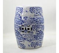 XDOPIRRS Tabouret de Jardin Décoratif en Porcelaine Bleue et Blanche Peinte à la Main, Petit Tabouret Rond en Céramique Émaillée Ajourée de Style Chinois, Convient aux Salons, Entrées