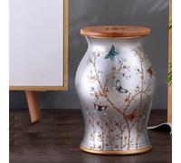 XDOPIRRS Tabouret de Jardin en Céramique avec Motifs Floraux et Oiseaux Peints à la Main, Tabouret Décoratif en Céramique Émaillée de Style Chinois, Convient aux Salons, Entrées et Halls