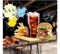 XDOUBAO Papier peint 3D Fast Food Photo papier peint Restaurant café décoration murale affiche murale, 3D, 350x245 cm