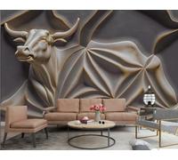 XDOUBAO Papier Peint Abstrait Tridimensionnel Roche Blanche Sculpture Vache Relief Sable Doré Motif Marbre TV Canapé Fond Mur Papier Peint Salon Restaurant Café Mural,3D,430x300cm