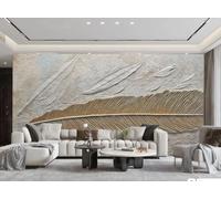 XDOUBAO Papier Peint Art Minimaliste Moderne Plume Dorée Relief Texture Roche TV Canapé Fond Mur Papier Peint Salon Chambre Salle À Manger Murale,3D,350x245cm
