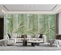 XDOUBAO Papier Peint Art Minimaliste Moderne Vert Clair Bambou Jade Relief Marbre Motif Peinture TV Canapé Fond Mur Papier Peint Salon Restaurant Café Mural,3D,150x105cm
