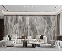 XDOUBAO Papier Peint Art Moderne Gris Argent Mode Marbre Ardoise Peinture TV Canapé Salon Fond Mur Salle À Manger Chambre Étude Murale,3D,400x280cm