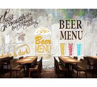 XDOUBAO Papier Peint Graffiti Peint À La Main, Mur De Ciment, Poulet Frit, Hamburger, Snack-bar, Thé De L'après-midi, Restaurant Occidental, Papier Peint Mural De Fond De Café,3D,350x245cm