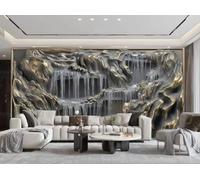 XDOUBAO Papier Peint Moderne Abstrait Cascade Montagne Eau Qui Coule Cuivre Pierre Relief Paysage TV Canapé Fond Mur Salon Chambre Salle À Manger Murale,3D,250x175cm