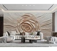 XDOUBAO Papier Peint Moderne Minimaliste Art Sculpture Sur Bois Rose Relief Roche Texture TV Canapé Fond Mur Papier Peint Salon Chambre Salle À Manger Murale,3D,400x280cm