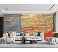 XDOUBAO Papier Peint Moderne Minimaliste Géométrique Art Collage Doré Lune Paysage Peinture À L'huile TV Canapé Fond Mur Papier Peint Salon Restaurant Café Mural,3D,250x175cm