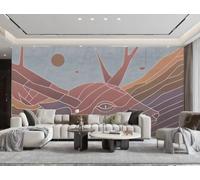 XDOUBAO Papier Peint Moderne Minimaliste Lignes De Couleur Géométriques Tête De Cerf Art Motif Marbre TV Canapé Fond Mur Papier Peint Salon Restaurant Café Mural,3D,300x210cm