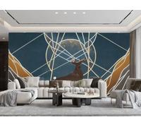 XDOUBAO Papier Peint Moderne Minimaliste Lignes De Couleur Géométriques Wapiti Art Clair De Lune Motif Marbre TV Canapé Fond Mur Papier Peint Salon Restaurant Café Mural,3D,150x105cm