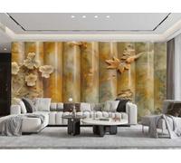 XDOUBAO Papier Peint Moderne Minimaliste Marron Art Floral Colonne Jade Relief Marbre Motif TV Canapé Fond Mur Papier Peint Salon Restaurant Café Mural,3D,430x300cm