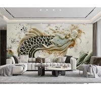 XDOUBAO Papier Peint Moderne Minimaliste Noir Et Blanc Jade Art Dragon Rock Relief Marbre Motif Peinture TV Canapé Fond Mur Papier Peint Salon Restaurant Café Mural,3D,250x175cm