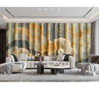 XDOUBAO Papier Peint Moderne Minimaliste Orange Vert Nuage De Bon Augure Art Colonne De Marbre De Jade Relief TV Canapé Fond Papier Peint Mural Salon Restaurant Café Mural,3D,300x210cm