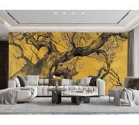 XDOUBAO Papier Peint Moderne Minimaliste Peint À La Main En Relief De Pin, Racines D'arbre Mort, Paysage, Fond De Canapé TV, Salon, Restaurant, Café, Murale,3D,250x175cm