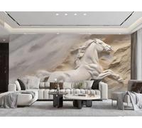 XDOUBAO Papier Peint Moderne Minimaliste Pierre Relief Cheval Panneau De Roche Peinture TV Canapé Salon Fond Mur Salle À Manger Chambre Salle D'étude Murale,3D,350x245cm