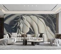 XDOUBAO Papier Peint Moderne Minimaliste Vague Art Blanc Cheval Relief Marbre Motif TV Canapé Fond Mur Papier Peint Salon Restaurant Café Mural,3D,200x140cm