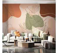 XDOUBAO Papier peint mural 3D abstrait peint à la main avec motif de feuilles et de lignes, décoration d'intérieur, revêtement mural, 3D, 350 x 245 cm
