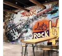 XDOUBAO Papier peint mural 3D Graffiti Guitare Musique Bar Outillage Fond Art Peinture murale, 3D, 200x140cm