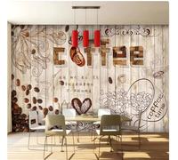 XDOUBAO Papier peint mural motif en bois café fresque café salle à manger fond mur décoration d'intérieur, 3D, 300 x 210 cm