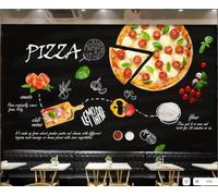 XDOUBAO Papier Peint Noir Peint À La Main, Steak, Pizza, Thème Alimentaire, Centre Commercial, Thé De L'après-midi, Restaurant Occidental, Fond D'écran Mural, Café,3D,350x245cm