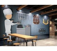 XDOUBAO Papier Peint Nostalgique Rétro Magasin De Nouilles Barbecue Restauration Rapide Restaurant Boissons Thé De L'après-midi Restaurant Occidental Fond D'écran Café Mural,3D,200x140cm