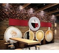 XDOUBAO Papier Peint Rétro Grain De Bois Fait À La Main, Thème Grain De Café, Boulangerie, Dessert, Maison, Thé De L'après-midi, Restaurant Occidental, Fond Mural, Café,3D,250x175cm