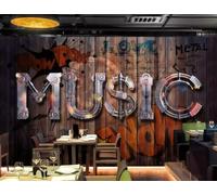 XDOUBAO Papier Peint Rétro Nostalgique Planche De Bois Graffiti Tridimensionnel Bar À Musique Discothèque Après-midi Thé Café Fond Mural Restaurant Occidental Papier Peint,3D,400x280cm