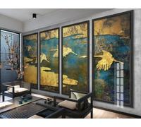 XDOUBAO Papier Peint Tridimensionnel Abstrait Paysage Doré Grue Blanche Art Salon Thé De L'après-midi Café Fond Mural Restaurant Occidental Papier Peint,3D,430x300cm