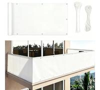 XDPBLM Toile d'intimité Anti-espionnage - 7x3.5M/700x350CM Blanc - Protection UV 95%, Filet d'ombrage avec Attaches autobloquantes et Cordes, idéal pour terrasses, Jardins et balcons