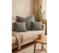 XDREAM Coussin de canapé XXL en velours côtelé avec petit coussin de canapé | Coussin de canapé confortable avec housse en velours | Coussin de couchage ou coussin de sol gris | Coussin XXL 90 x 90 cm
