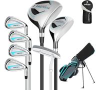 XDriveMax Ensemble de Club de Golf pour Femmes Droite 8 Pièces, avec Sac de Support avec Housse de Pluie, Bois de Fairway 3# avec Couvre-tête, 5# Hybride, 5#, 7#, 9# S# Fer et Putter