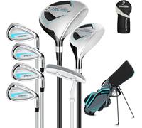 XDriveMax Ensemble de Club de Golf pour Femmes gaucher 8 Pièces, avec Sac de Support avec Housse de Pluie, Bois de Fairway 3# avec Couvre-tête, 5# Hybride, 5#, 7#, 9# S# Fer et Putter