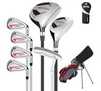 XDriveMax Ensemble de Club de Golf pour Homme Droite 8 Pièces, avec Sac de Support avec Housse de Pluie, Bois de Fairway 3# avec Couvre-tête, 5# Hybride, 5#, 7#, 9# S# Fer et Putter