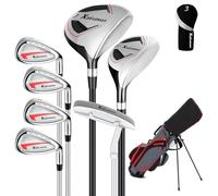XDriveMax Ensemble de Club de Golf pour Homme gaucher 8 Pièces, avec Sac de Support avec Housse de Pluie, Bois de Fairway 3# avec Couvre-tête, 5# Hybride, 5#, 7#, 9# S# Fer et Putter