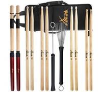 Set de Baguettes XDrum pour Batterie Débutant, 5A Nylon, Épaisseur: 5A | Longueur: env. 405 mm, Diamètre: env. 16 mm, Pointe: Nylon, en forme de goutte, Matériau: Érable, Surface antidérapante