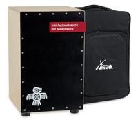 XDrum Cajon Peruana Black Wood (plateau de frappe 3 mm, caisse en bouleau 9 mm, 48 cm de haut, sac à dos inclus)