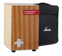 XDrum Cajon Peruana Zebrano, Plateau de frappe en Zebrano de 3 mm | Sons de basse et caisse claire très différenciés et présents, Corps en bouleau 9 mm (7 plis), Clap Corners réglables, 5 cm