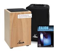 XDrum Cajon Primero Naturel - Caisse de percussion incl. sac à dos et école - Caisse de percussion avec son de caisse claire - Caisse en bois avec housse de transport