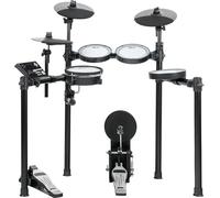 XDrum DD-460P E-Drum compact - 25 kits, 15 morceaux - Peaux Mesh - Pad caisse claire 2 zones, grosse caisse avec pédale - Cymbales étouffables - Noir.