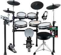 XDrum DD-530 E-Drum Set avec Mesh Heads - Batterie électronique avec 4 pads cymbales, 5 pads mesh heads, 1 pad kick et rack - 45 kits batterie avec 455 sons - Incl. tabouret, casque et école