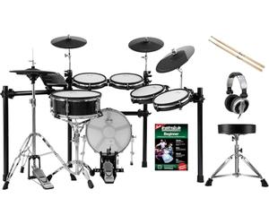 XDrum DD-650 PLUS Mesh E-Drum Kit Set, Batterie Électronique, Module | Batterie électronique avec peaux mesh double couche, 1 pad caisse claire 14" Dual-Zone avec caisse en bois, Métronome intégré