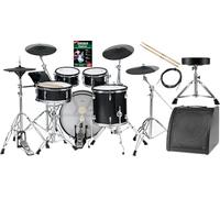 XDrum DD-670 Mesh E-Drum Kit - batterie électronique avec vraie HiHat - pads en bois avec peaux mesh - 720 sons - incluant hardware, tabouret, monitor, câbles et baguettes - Black Sparkle