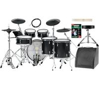 XDrum DD-670 PLUS Mesh E-Drum Kit Live Set - batterie électronique avec HiHat, fûts bois, grosse caisse 20", 720 sons, hardware, tabouret, monitor, câbles, baguettes - Black Sparkle