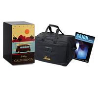 XDrum Design Series Cajon "California" Set incl. sac + école, 5 cm | Cajon design avec impression "California", Bass port intégré, Corps: HPL (High Pressure Laminate), Basse puissante, 5 cm