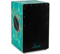 XDrum Design Series Cajon "Turtle" - Cajon design peint à la main avec tortues en Dot Art - Bass Port intégré - Corps en HPL (High Pressure Laminate) - Teppich de caisse claire fixé en permanence