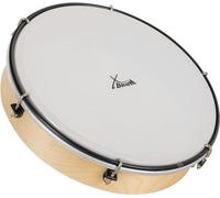 XDrum HTM-10K Tambourin 10" avec Peau Synthétique - Tambourin à Cadre avec Peau en Polyester - Accordable avec 6 Crochets de Tension - Cadre en Érable - Poignée Ergonomique - Naturel